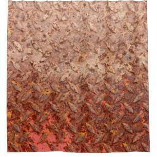Rusty steel plate, grungy metal texture. shower curtain