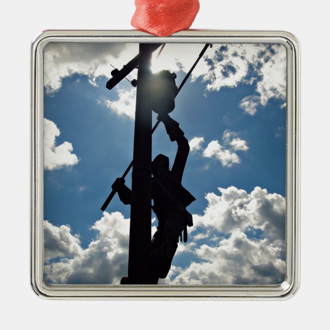 Rusty the Lineman Metal Tree Decoration (Front)