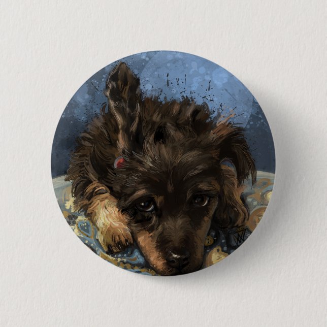 Rusty the Poodle 6 Cm Round Badge (Front)