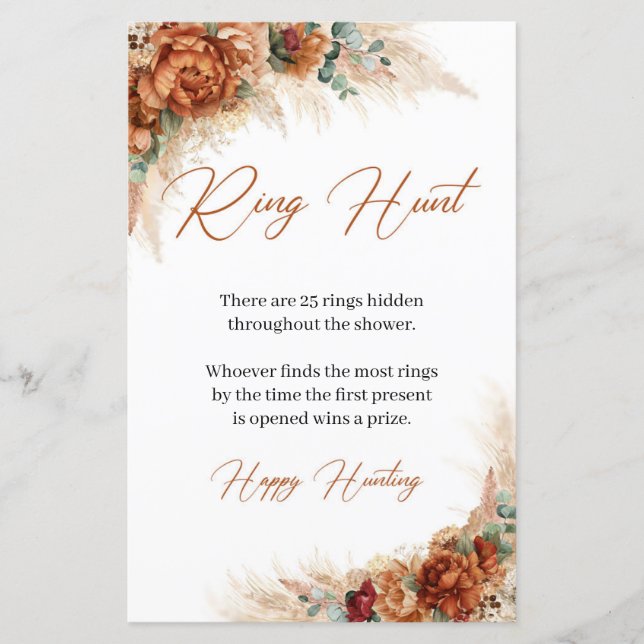 Rusty tones burnt orange pampas grass Ring Hunt (Front)