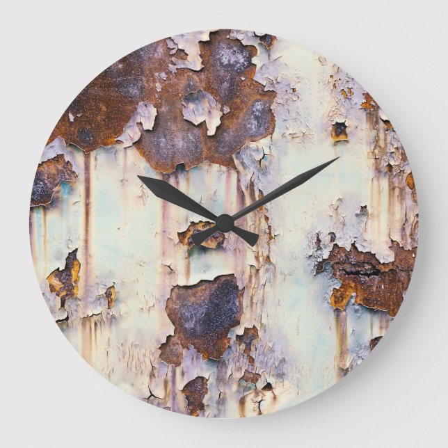 Rusty Train Wagon Peeling Paint Large Clock (Front)