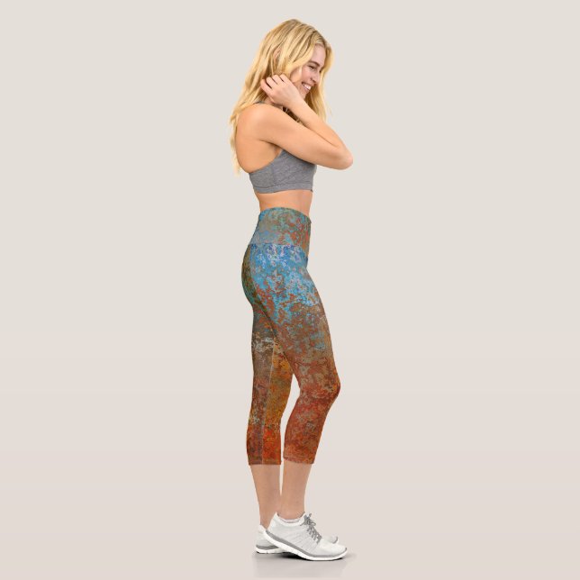 Rusty, Verdigris, Grunge Steampunk Capri Leggings (Right)
