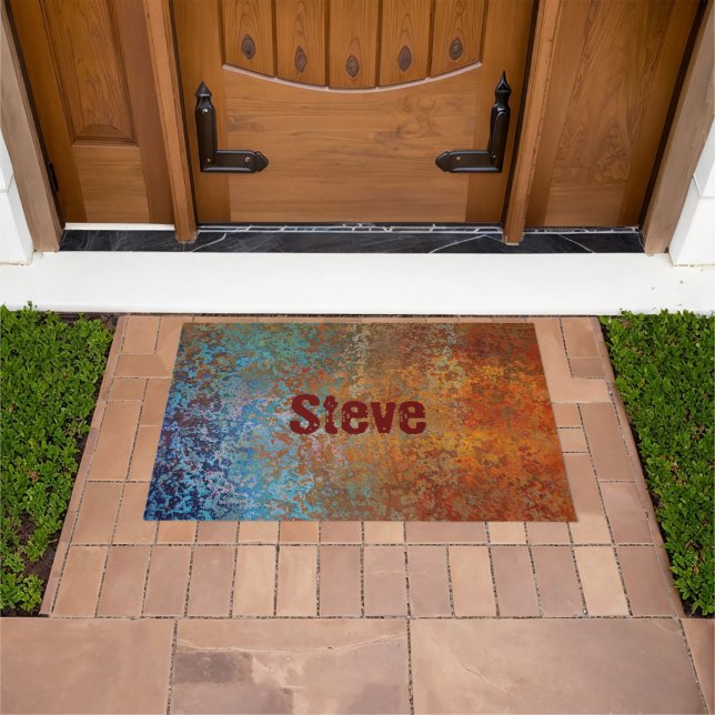 Rusty, Verdigris, Grunge Steampunk Personalised  Doormat (Outdoor)