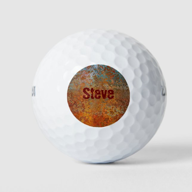 Rusty, Verdigris, Grunge Steampunk Personalised Golf Balls (Front)