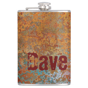 Rusty, Verdigris, Grunge Steampunk Personalised Hip Flask