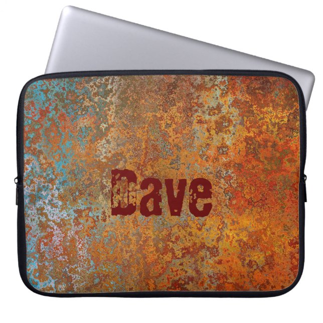 Rusty, Verdigris, Grunge Steampunk Personalised  L Laptop Sleeve (Front)