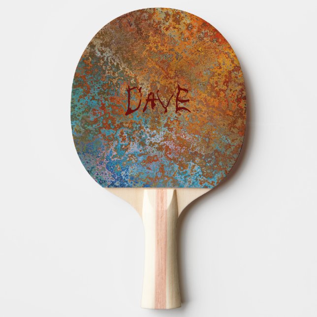 Rusty, Verdigris, Grunge Steampunk Personalised Ping Pong Paddle (Front)
