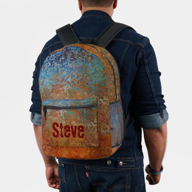 Rusty, Verdigris, Grunge Steampunk Personalised Printed Backpack (Insitu (Model))