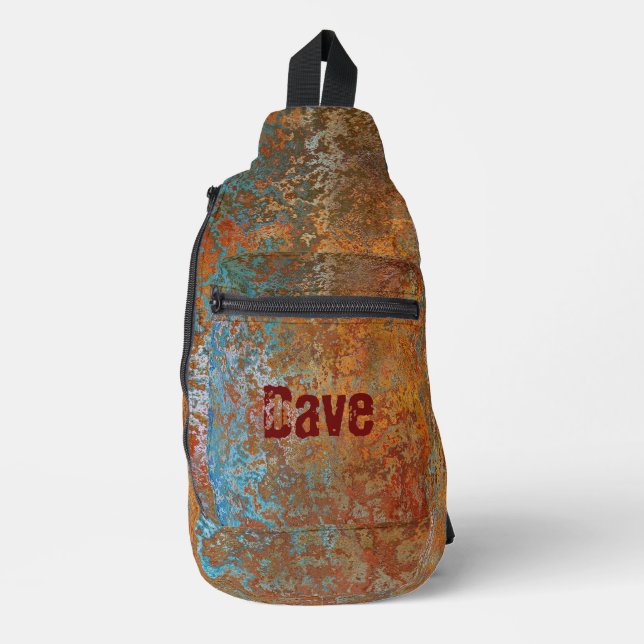 Rusty, Verdigris, Grunge Steampunk Personalised Sling Bag (Front)