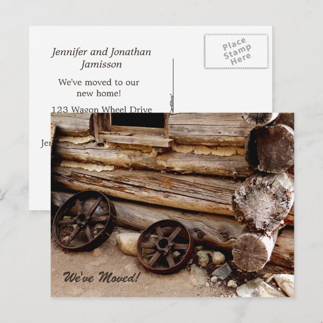 Rusty Wagon Wheels New Address Announcement Postcard (Front/Back)