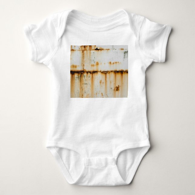 Rusty White Metal: Textured Surface Baby Bodysuit (Front)