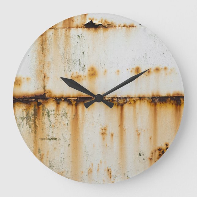 Rusty White Metal: Textured Surface Large Clock (Front)