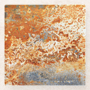 Rusty zinc: grunge texture background. glass coaster