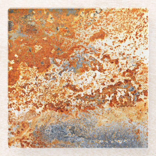 Rusty zinc: grunge texture background. glass coaster (Front)