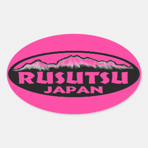 Rusutsu Japan pink oval stickers