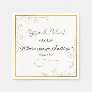 Ruth 1:16 Gold Christian Wedding Napkin Template