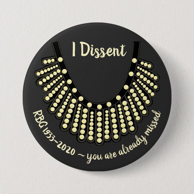 Ruth Bader Ginsberg I Dissent 7.5 Cm Round Badge (Front)