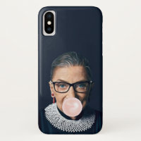 Ruth Bader Ginsburg Blowing Pink Bubble gum   