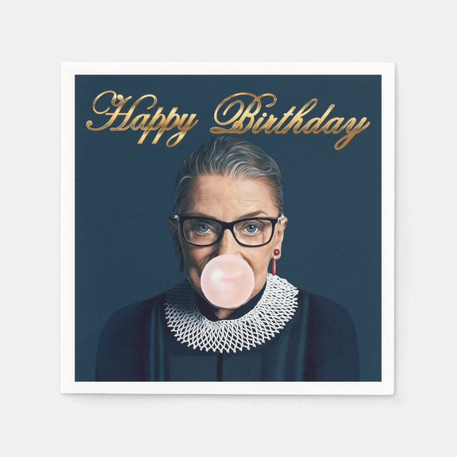 Ruth Bader Ginsburg Blowing Pink Bubble gum Napkin (Front)
