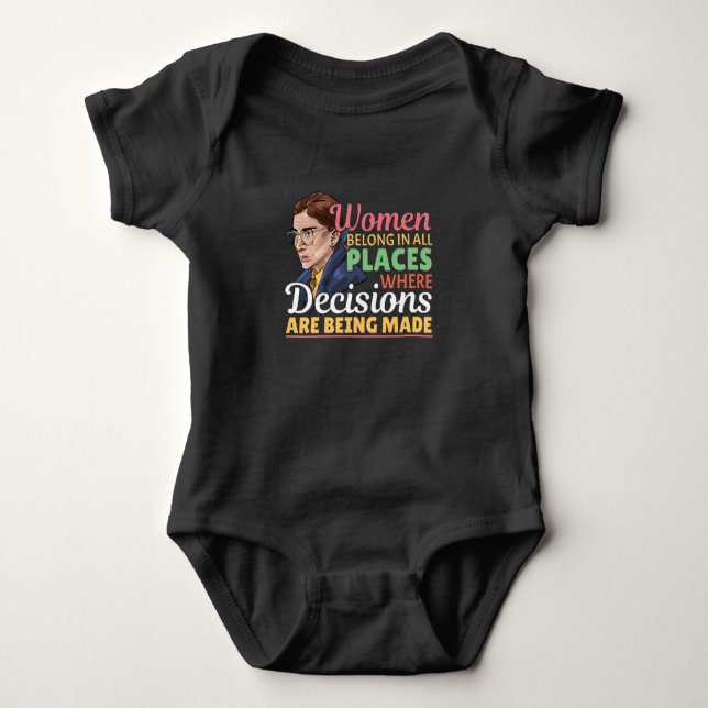Ruth Bader Ginsburg Feminist Lawyer Judge Baby Bodysuit (Front)