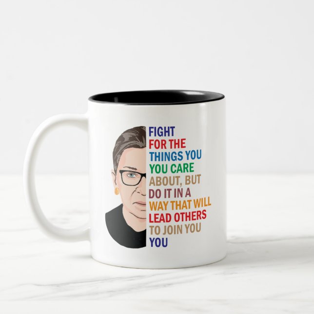 Ruth Bader Ginsburg, Fight the Things You Believe Two-Tone Coffee Mug (Left)