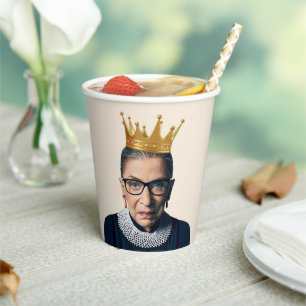 Ruth Bader Ginsburg Gold Crown Paper Cups