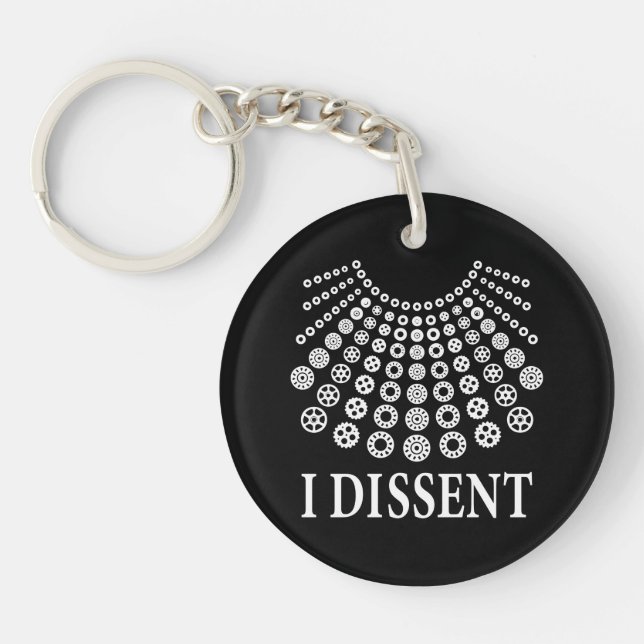 Ruth Bader Ginsburg, Law Student Gift, I dissent Key Ring (Front)