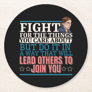 Ruth Bader Ginsburg Lead Others to Join You Round Paper Coaster