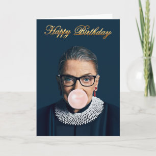 Ruth Bader Ginsburg Pink Bubble gum Happy Birthday Card