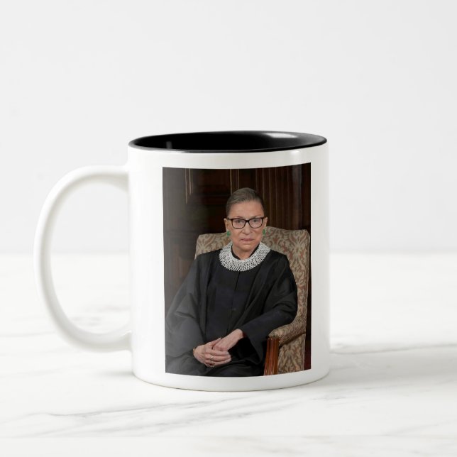 Ruth Bader Ginsburg Portrait Two-Tone Coffee Mug (Left)