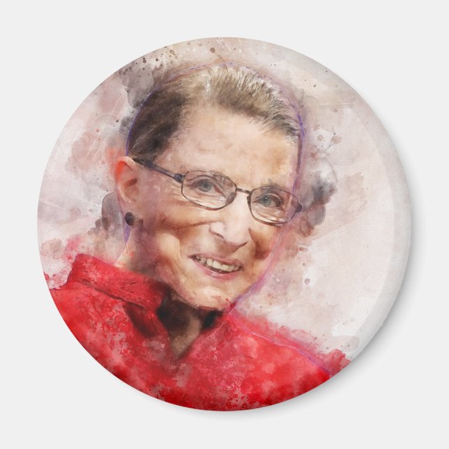 Ruth Bader Ginsburg Smiling Watercolor Portrait R Magnet (Front)