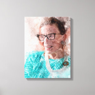 Ruth Bader Ginsburg Smiling Watercolor Portrait T Canvas Print