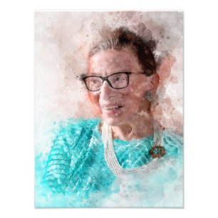 Ruth Bader Ginsburg Smiling Watercolor Portrait T Photo Print