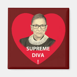 Ruth Bader Ginsburg Supreme Diva Tinted Red Heart Magnet