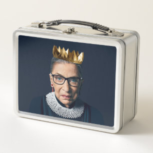 Ruth Bader Ginsburg with Gold Crown Metal Lunch Box