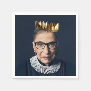 Ruth Bader Ginsburg with Gold Crown Napkin