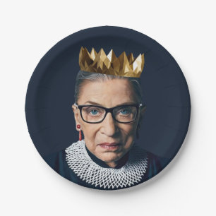 Ruth Bader Ginsburg with Gold Crown   Paper Plate