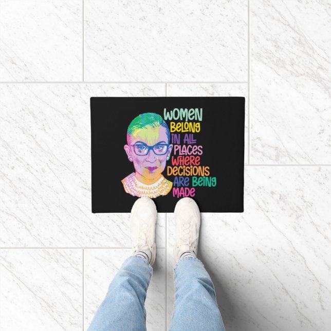 Ruth Bader Ginsburg Women Belong In All Places Doormat (Indoor)