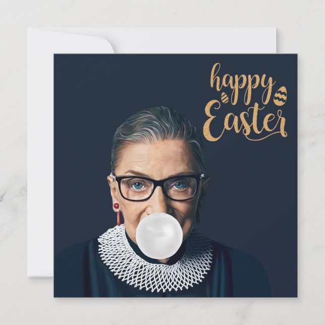 Ruth Ginsburg Blowing Bubble gum Happy Easter  (Front)