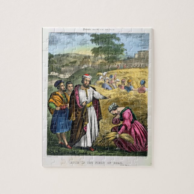 Ruth in the Field of Boaz, from a bible printed by Jigsaw Puzzle (Vertical)