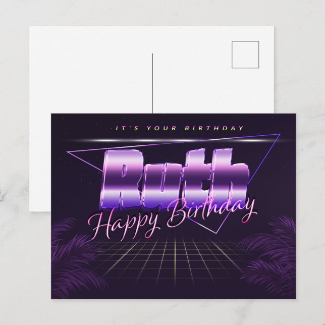 Ruth Name First name purple postcard birthday (Front/Back)