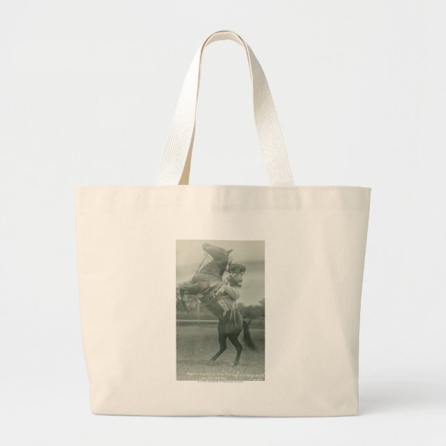 Ruth Roach on Tony, Cheyenne, Wyoming. Large Tote Bag (Front)