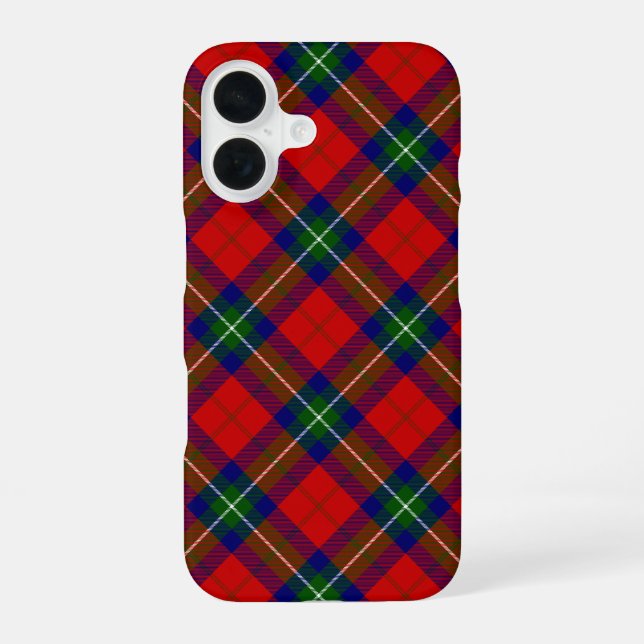 Ruthven tartan red green blue plaid iPhone 16 case (Back)