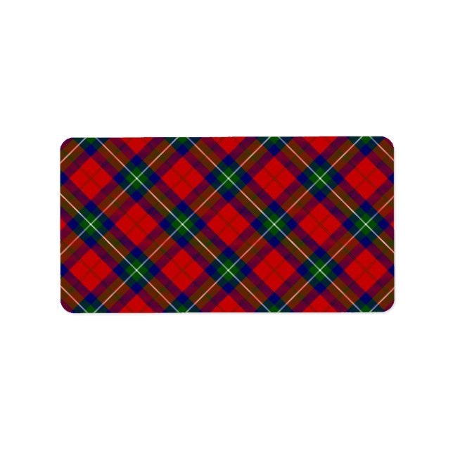 Ruthven tartan red green blue plaid label (Front)