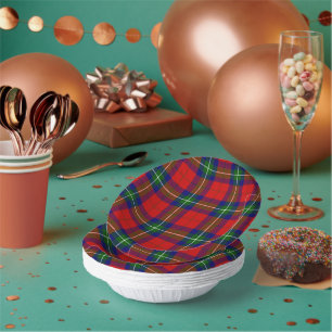 Ruthven tartan red green blue plaid paper plate