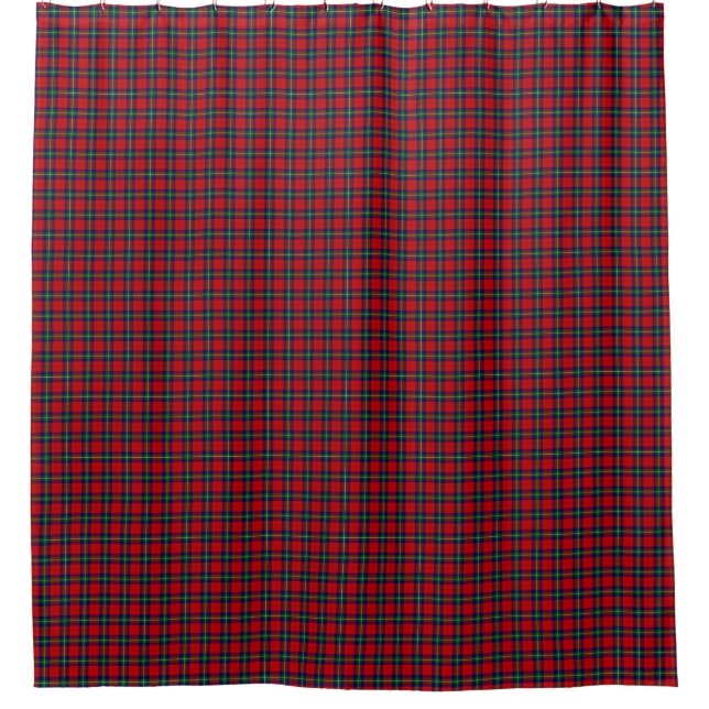 Ruthven tartan red green blue plaid shower curtain (Front)