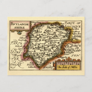 Rutland (Rutlandshire) County England Historic Map Postcard