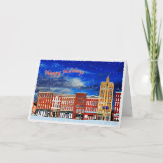 Rutland Vermont on a winter night Holiday Card