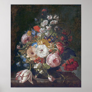 Ruysch - Bouquet Of Flowers In A Glass Vase Poster