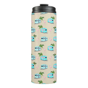 RV Beach Camping with Flamingos Thermal Tumbler